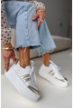 Biało-złote sneakersy na platformie Belivra