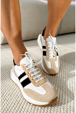 Biało-beżowe sneakersy Sonia