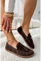 Brązowe zamszowe mokasyny barefoot Loria