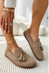Beżowe zamszowe mokasyny barefoot Loria