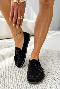 Czarne zamszowe mokasyny barefoot Loria