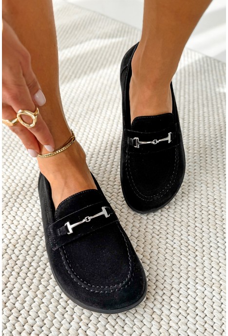 Czarne zamszowe mokasyny barefoot Melivia