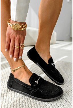 Czarne zamszowe mokasyny barefoot Melivia