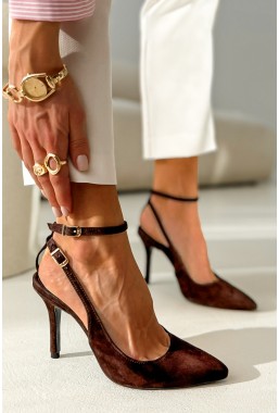 Brązowe zamszowe czółenka Amarisse