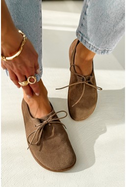 Brązowe zamszowe trampki barefoot Lunethra