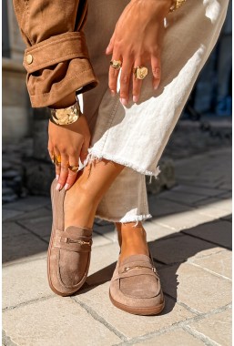 Brązowe zamszowe mokasyny barefoot Ravera