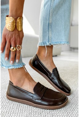Brązowe klasyczne mokasyny barefoot Eryka