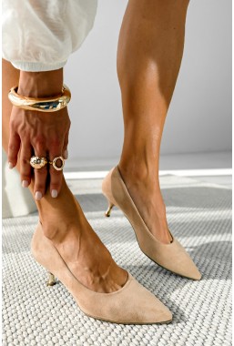 Beżowe zamszowe szpilki Nerro