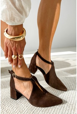 Brązowe zamszowe czółenka Avika