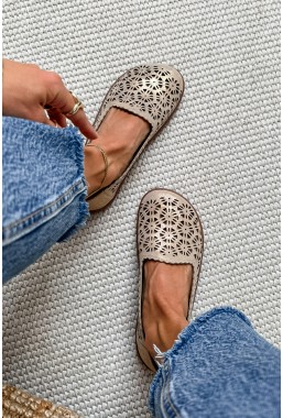 Ażurowe baleriny barefoot Fierra beżowy złoto