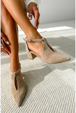 Beżowe zamszowe czółenka Avika