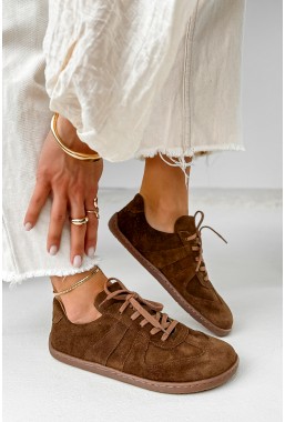 Brązowe zamszowe trampki barefoot Oliwia