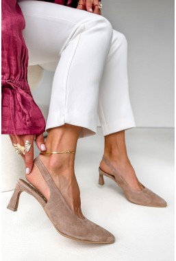 Beżowe zamszowe czółenka Mireia