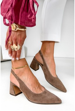 Brązowe zamszowe czółenka Selora