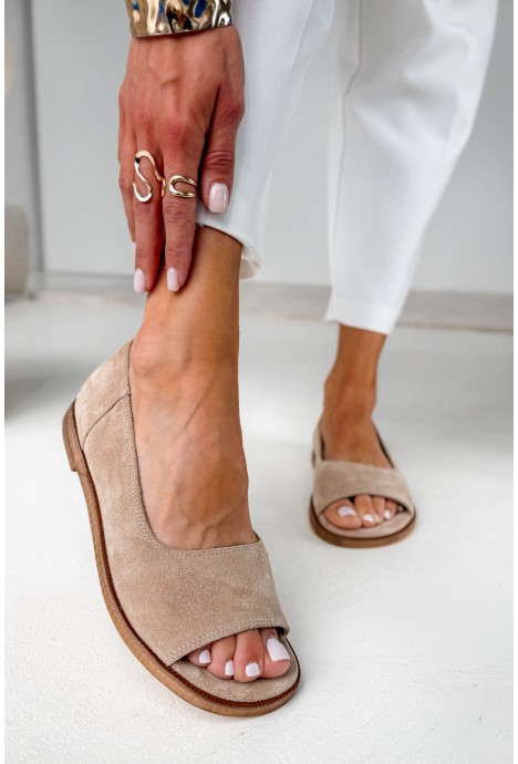 Beżowe zamszowe baleriny barefoot Janette
