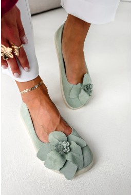 Miętowe zamszowe baleriny barefoot Zerai