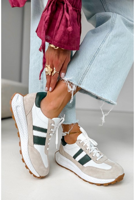Biało-beżowe sneakersy Sonia zieleń