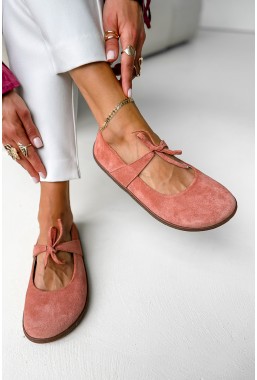 Morelowe zamszowe baleriny barefoot Amarella