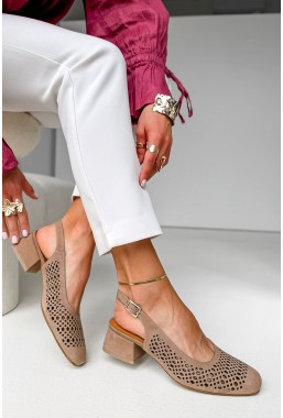 Brązowe zamszowe czółenka Amaria