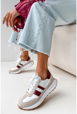 Biało-beżowe sneakersy Sonia bordowy