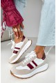 Biało-beżowe sneakersy Sonia bordowy