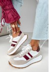 Biało-beżowe sneakersy Sonia bordowy