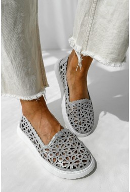 Srebrne ażurowe baleriny barefoot Laurena