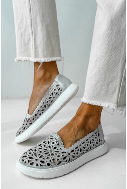 Srebrne ażurowe baleriny barefoot Laurena