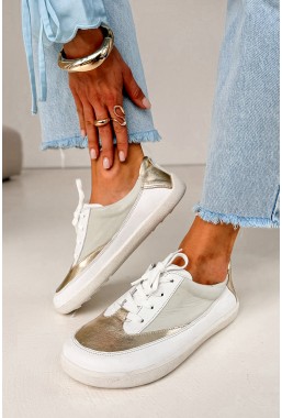 Miętowo-złote trampki barefoot Mylah