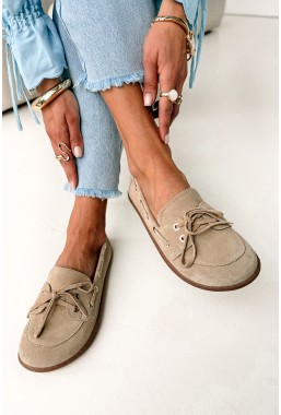 Beżowe zamszowe mokasyny barefoot Heather