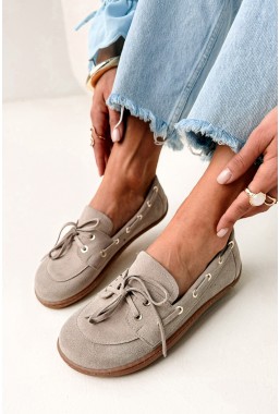 Zamszowe mokasyny barefoot Heather cappuccino