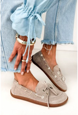 Zamszowe mokasyny barefoot Heather cappuccino