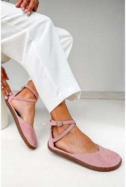 Różowe zamszowe baleriny barefoot Suzane