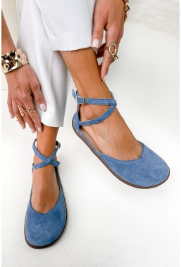 Niebieskie zamszowe baleriny barefoot Suzane