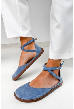Niebieskie zamszowe baleriny barefoot Suzane