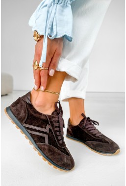 Zamszowe sneakersy Reneva ciemny brąz