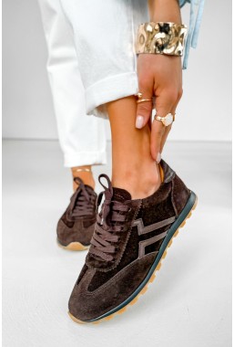 Zamszowe sneakersy Reneva ciemny brąz