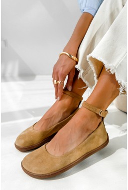 Beżowe zamszowe baleriny barefoot Nina