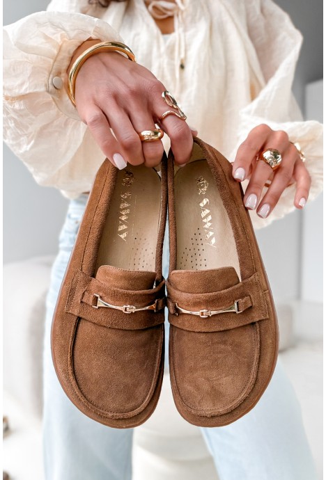 Zamszowe mokasyny barefoot Ravera karmel