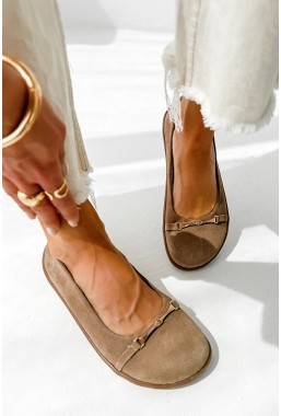 Brązowe zamszowe baleriny barefoot Fipre