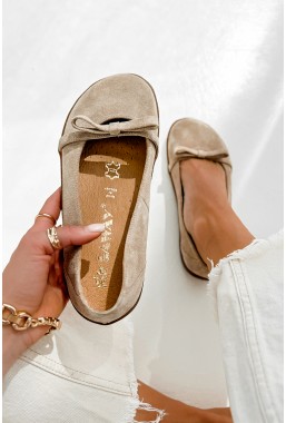 Beżowe zamszowe baleriny barefoot Sorin
