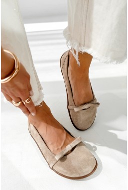Beżowe zamszowe baleriny barefoot Sorin