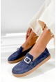 Granatowe zamszowe baleriny barefoot Sabrina