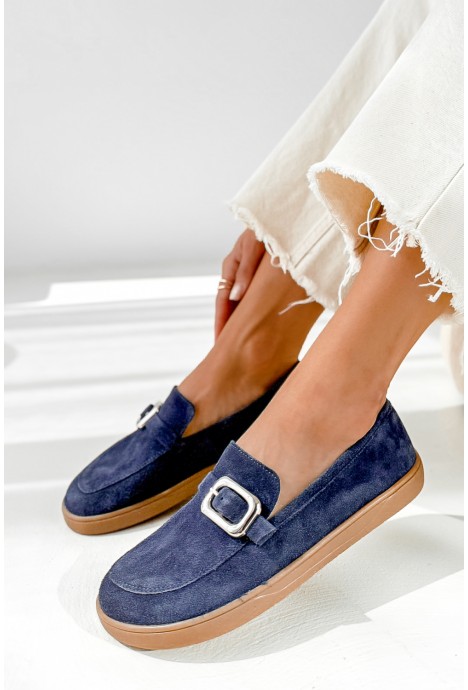 Granatowe zamszowe baleriny barefoot Sabrina