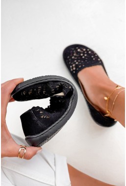 Czarne zamszowe baleriny barefoot Fierra