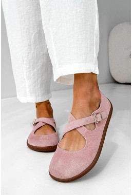 Różowe zamszowe baleriny barefoot Noleva