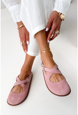 Różowe zamszowe baleriny barefoot Noleva