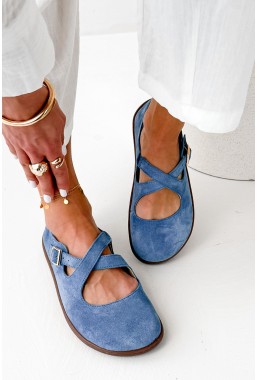 Niebieskie zamszowe baleriny barefoot Noleva