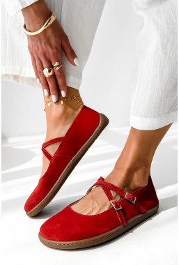 Czerwone zamszowe baleriny barefoot Everis
