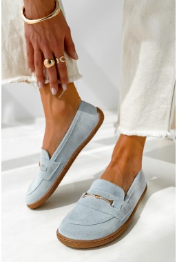 Błękitne zamszowe mokasyny barefoot Bonita